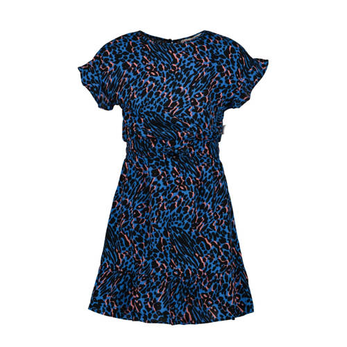 Vingino jurk PENITA met panterprint donkerblauw/zwart Meisjes Viscose Ronde hals