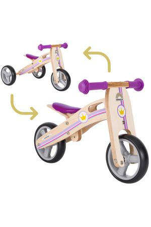 mini loopfiets 2 in 1, hout, lila