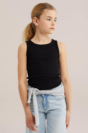ribgebreide  top zwart