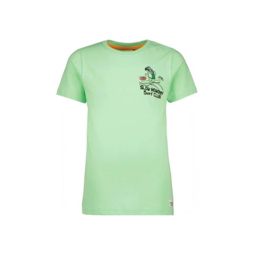 Vingino T-shirt HESK met backprint lichtgroen Jongens Katoen Ronde hals