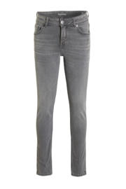 thumbnail: Grey denim jongens anytime skinny jeans van stretchdenim met regular waist en rits- en knoopsluiting
