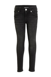 thumbnail: Black denim jongens anytime skinny jeans van stretchdenim met regular waist en rits- en knoopsluiting