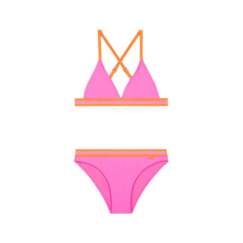 Shiwi triangel bikini Luna roze/oranje Meisjes Polyester Meerkleurig - 158/164