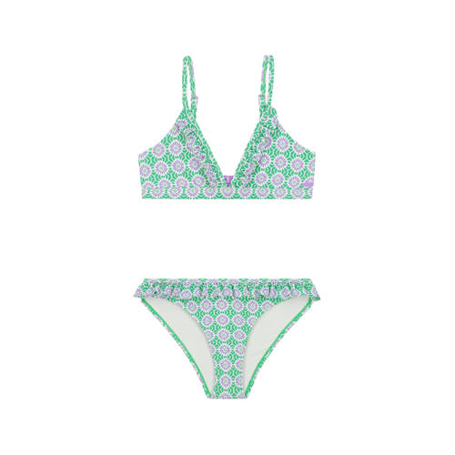 Shiwi triangel bikini Blake met ruches groen/paars Meisjes Gerecycled polyester (duurzaam) - 122/128