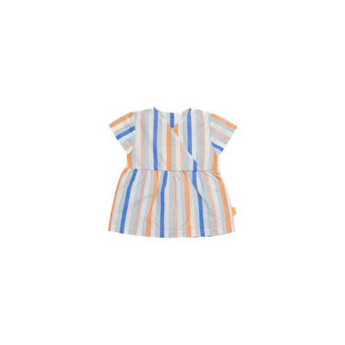 BESS baby gestreept T-shirt blauw/oranje/groen/wit Meisjes Katoen V-hals