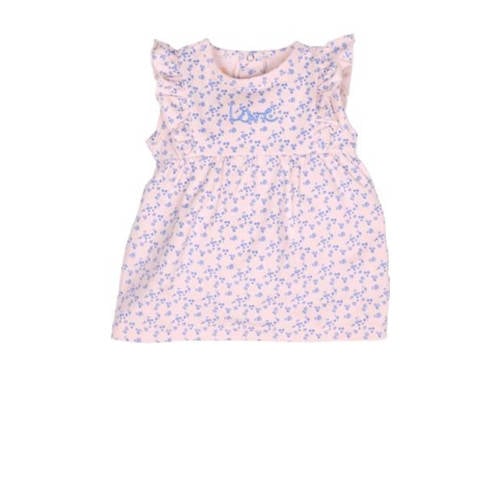 BESS gebloemde baby jurk roze/blauw Meisjes Katoen Ronde hals Bloemen - 50