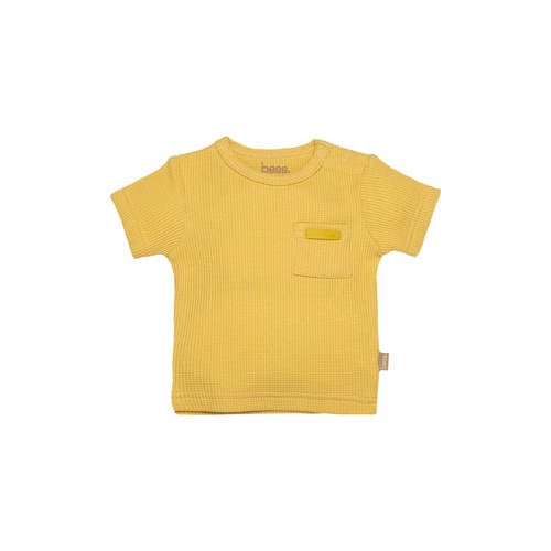 BESS baby T-shirt geel Jongens Katoen Ronde hals Effen