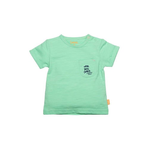 BESS baby T-shirt met tekst groen Jongens Katoen Ronde hals Tekst