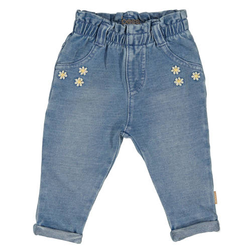 BESS baby regular fit jeans blauw Meisjes Jog denim Bloemen - 50