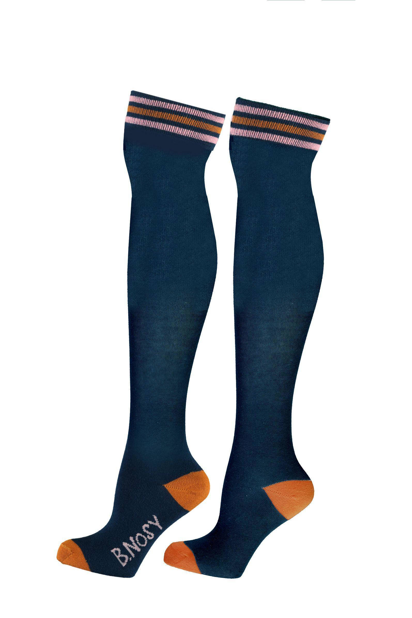 B.Nosy Knie Sokken Donkerblauw/oranje | Kleertjes.com