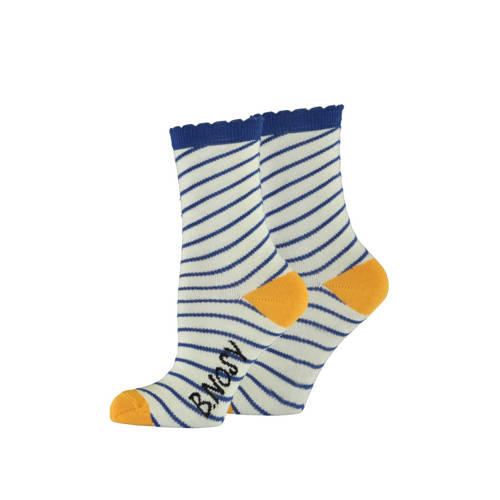 B.Nosy gestreepte sokken ecru/blauw/geel Meisjes Stretchkatoen Streep