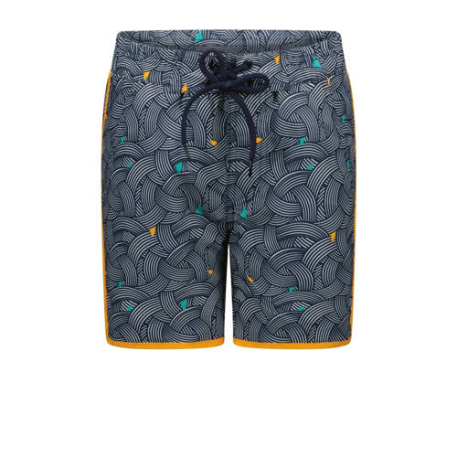 B.Nosy zwemshort met all over print donkerblauw/oranje Jongens Polyester