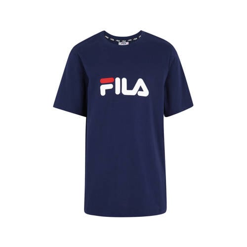 Fila T-shirt donkerblauw Jongens/Meisjes Katoen Ronde hals Logo