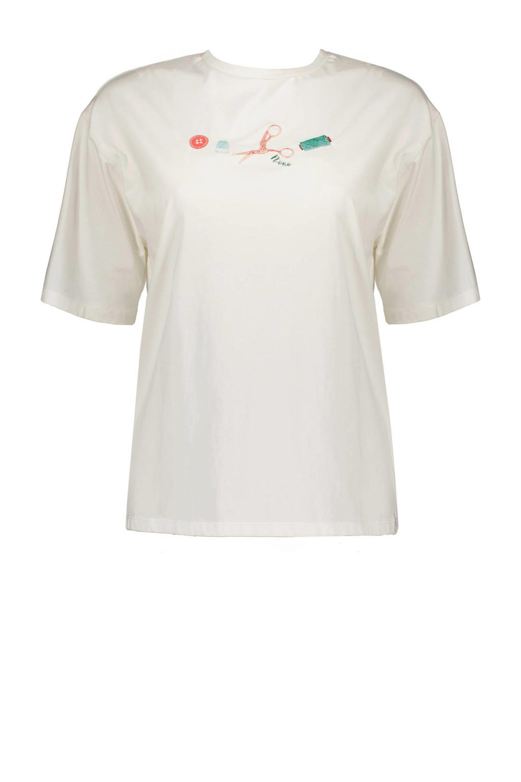 Witte dames T-shirt X Bodil Jane van katoen met printopdruk, korte mouwen en ronde hals