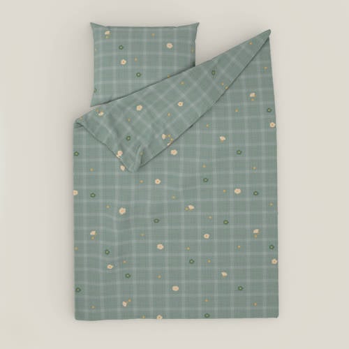 Wehkamp Home katoenen dekbedovertrek 1 persoons (140x220 cm) Groen Bloe