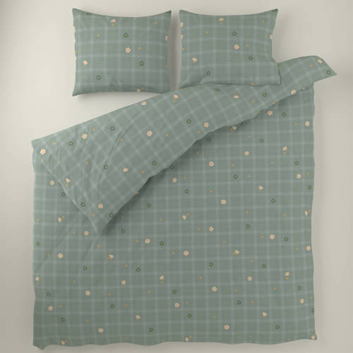 Wehkamp Home katoenen dekbedovertrek 2 persoons Young Flower (200x220 cm) Groen