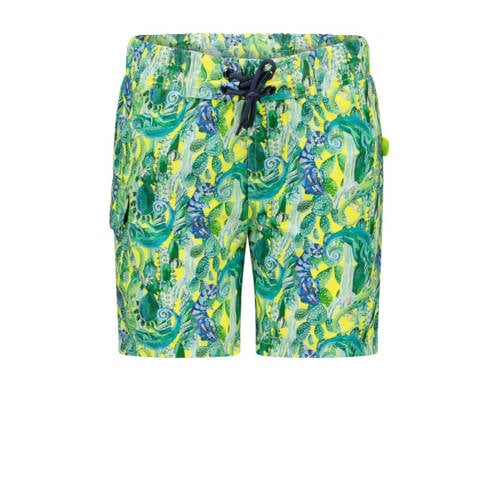 Just Beach zwemshort groen/geel/blauw Jongens Polyester 