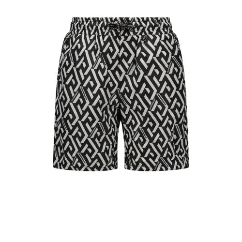 SuperRebel zwemshort Bay zwart/wit Jongens Gerecycled polyester All over print