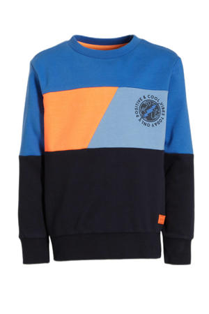 sweater Navid colourblock blauw