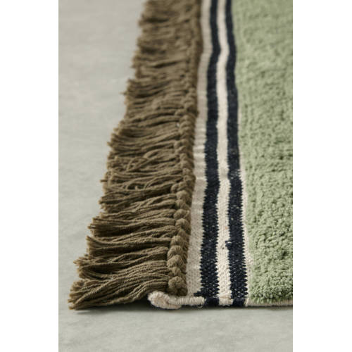 Wehkamp Home kindervloerkleed Solid (130x90 cm) Groen Randdessin
