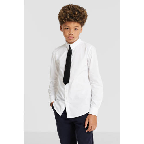 anytime overhemd met stropdas wit Jongens Katoen Klassieke kraag - 104