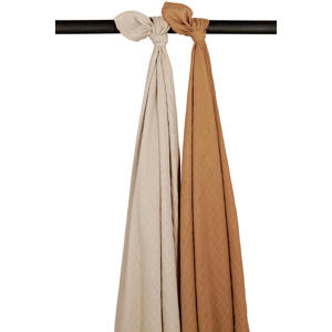 hydrofiele swaddle - set van 2 Uni - Sand/Toffee - 120x120cm