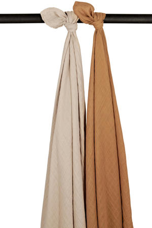 hydrofiele swaddle - Uni - Sand/Toffee - 120x120cm (set van 2)