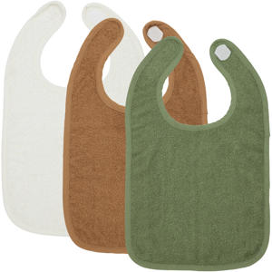 basic badstof slab met klittenband - Offwhite/Toffee/Forest Green (set van 3)