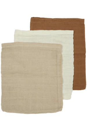 hydrofiele washandjes 20x17cm - Uni - Offwhite/Sand/Toffee (set van 3)