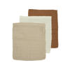 Meyco hydrofiele washandjes 20x17cm - Uni - Offwhite/Sand/Toffee (set van 3)