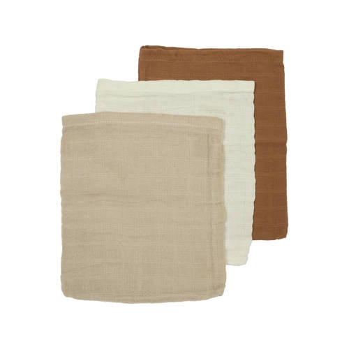 Meyco hydrofiele washandjes 20x17cm - set van 3 Uni - Offwhite/Sand/Toffee Beige afbeelding