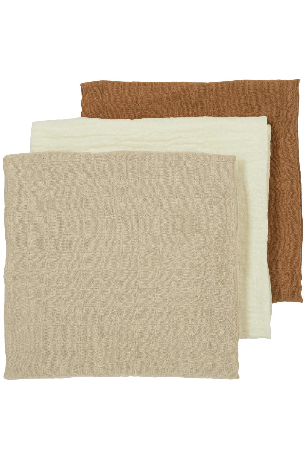 Meyco hydrofiele luier - Uni - Offwhite/Sand/Toffee 70x70cm (set van 3)