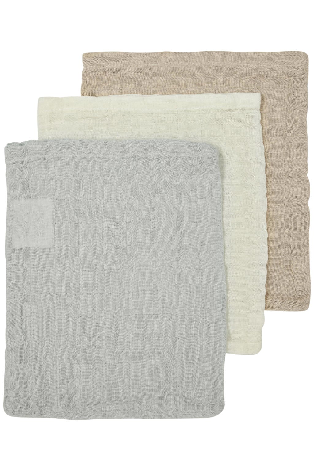 Meyco hydrofiele washandjes 20x17cm - Uni - Offwhite/Light Grey/Sand (set van 3)