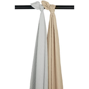 hydrofiele swaddle - set van 2 Uni - Grey/Sand - 120x120cm