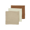 Meyco hydrofiele monddoekjes - Offwhite/Sand/Toffee (set van 3)