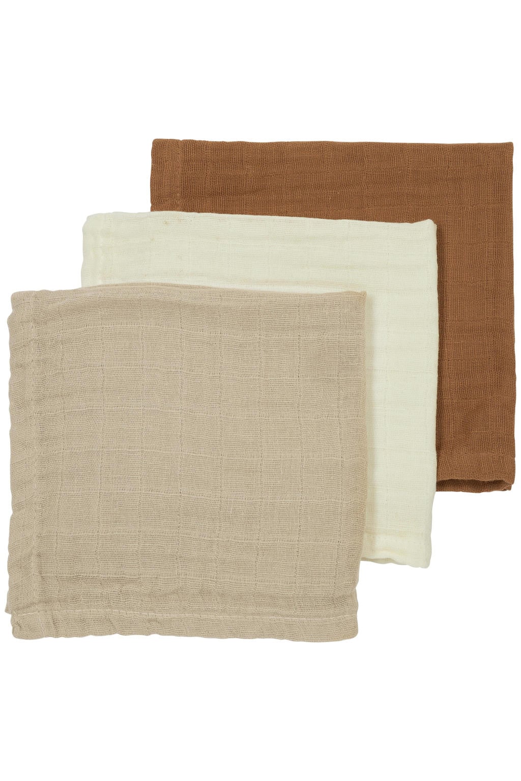 Meyco hydrofiele monddoekjes - Offwhite/Sand/Toffee (set van 3)