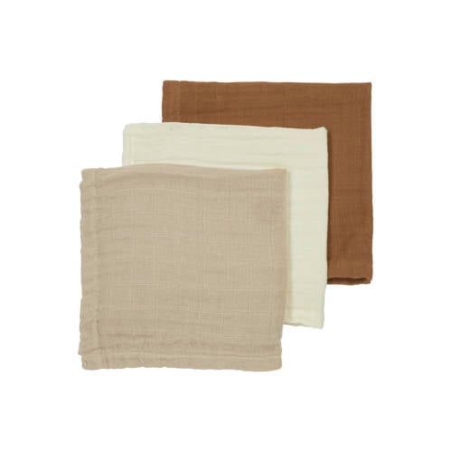 Meyco hydrofiele monddoekjes - set van 3 Offwhite/Sand/Toffee Ecru afbeelding