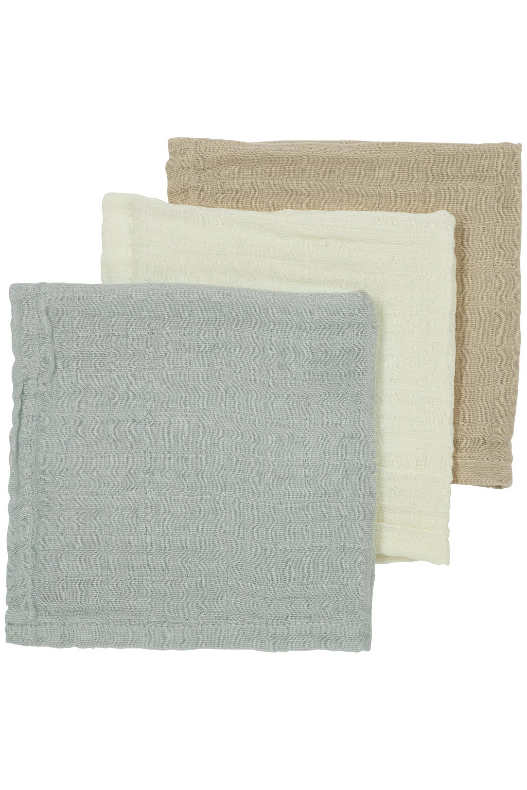 Meyco hydrofiele monddoekjes - Offwhite/Light Grey/Sand (set van 3)
