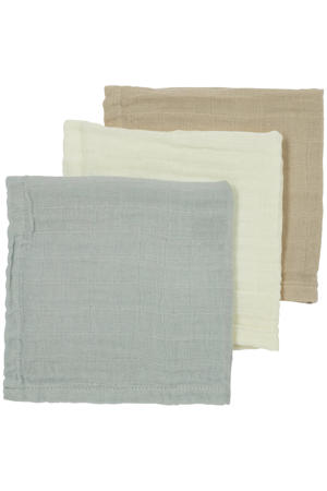 hydrofiele monddoekjes - Offwhite/Light Grey/Sand (set van 3)