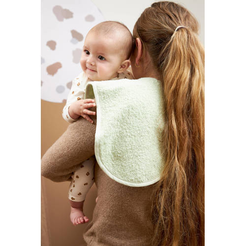Meyco basic badstof spuugdoeken schoudermodel 53x20cm set van 3 Offwhite Soft Green Forest Green Monddoekjes Groen