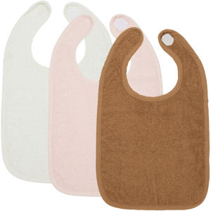 basic badstof slab met klittenband - Offwhite/Soft Pink/Toffee (set van 3)