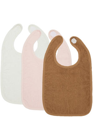 basic badstof slab met klittenband - set van 3- Offwhite/Soft Pink/Toffee