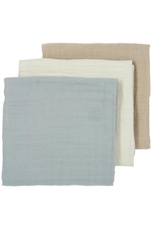hydrofiele luier - Uni - Offwhite/Light Grey/Sand 70x70cm (set van 3)