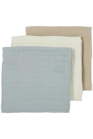 hydrofiele luier - Uni - Offwhite/Light Grey/Sand 70x70cm (set van 3)
