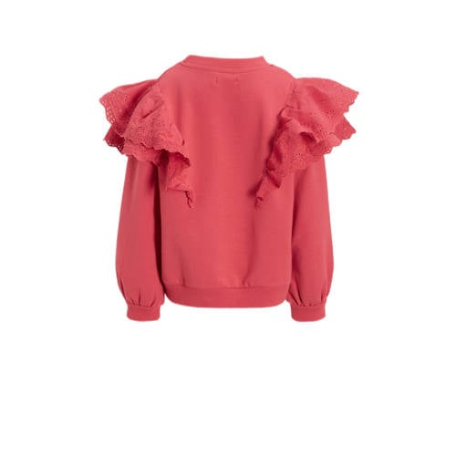 Orange Stars sweater Nadja met ruffles roze Trui Meisjes Katoen Ronde hals
