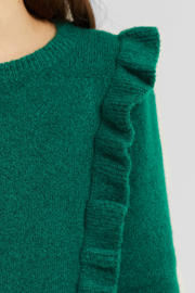 thumbnail: anytime gebreide trui met ruffles groen
