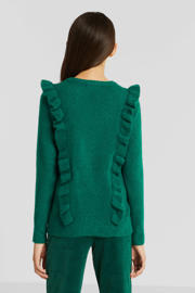 thumbnail: anytime gebreide trui met ruffles groen