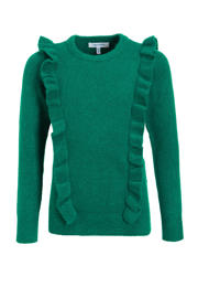 thumbnail: Groene meisjes anytime gebreide trui van acryl met effen, lange mouwen en ronde hals