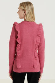 thumbnail: anytime gebreide trui met ruffles roze