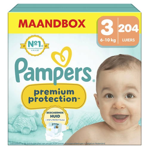 Pampers Premium Protection Maat 3 maandbox - 204 luiers - 6kg-10kg